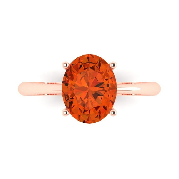 Clara Pucci 14K Rose Gold 2.5ct Red Solitaire Ring for Women