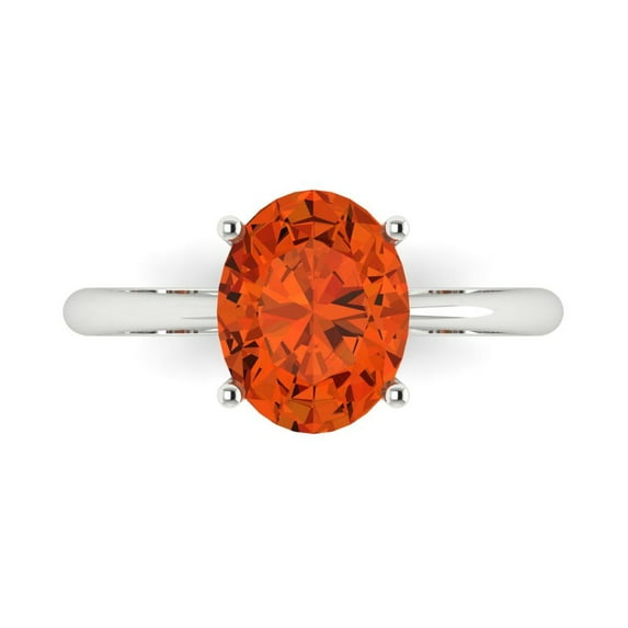 2.5ct Oval Cut Red Crystal 18k White Gold Engraving Statement Bridal Wedding Solitaire Designer Ring Size 7