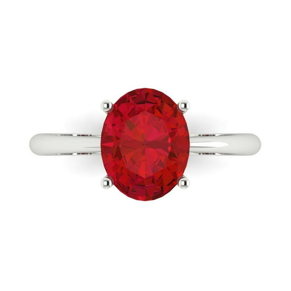 Clara Pucci 14K White Gold 2.5ct Ruby Solitaire Ring for Women