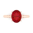 thumbnail image 1 of 2.5ct Oval Cut Red Ruby 18k Pink Rose Gold Engraving Statement Bridal Wedding Solitaire Designer Ring Size 4, 1 of 5