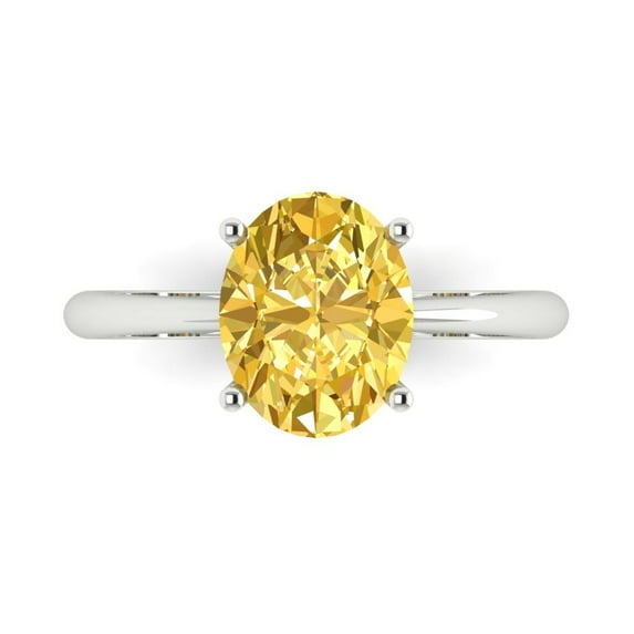 Clara Pucci 14K White Gold 2.5ct Yellow Solitaire Ring for Women