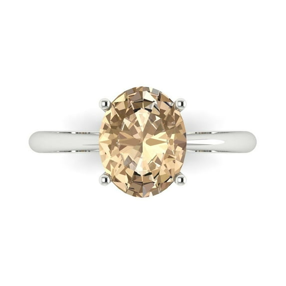 Clara Pucci 14K White Gold 2.5ct YellowMoissanite Solitaire Ring for Women