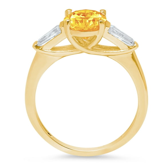 2.5 ct Oval Cut Natural Citrine Three-Stone Engagement Ring for Women in 18K Yellow Gold