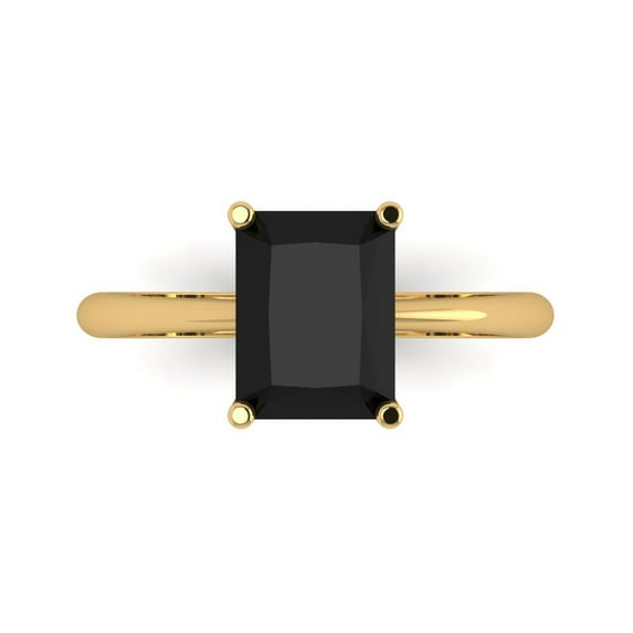 Clara Pucci 14K Yellow Gold 2.5ct Onyx Solitaire Ring for Women