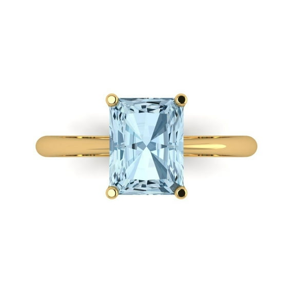 Clara Pucci 14K Yellow Gold 2.5ct Blue Solitaire Ring for Women