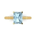 thumbnail image 1 of 2.5ct Radiant Cut Blue Natural Aquamarine 18k Yellow Gold Engraving Statement Bridal Wedding Solitaire Designer Ring Size 8, 1 of 5