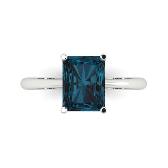 Clara Pucci 14K White Gold 2.5ct LondonBlueTopaz Solitaire Ring for Women