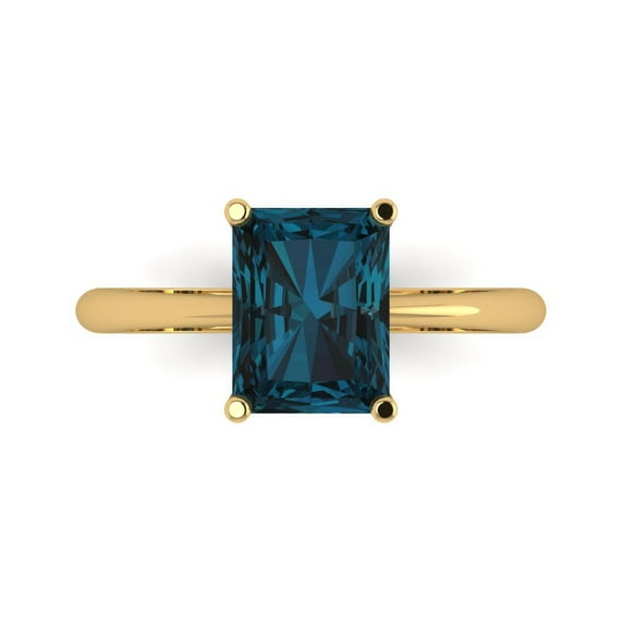 Clara Pucci 14K Yellow Gold 2.5ct LondonBlueTopaz Solitaire Ring for Women