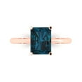 thumbnail image 1 of 2.5ct Radiant Cut Blue Natural London Blue Topaz 18k Pink Rose Gold Engraving Statement Bridal Wedding Designer Ring Size 9.5, 1 of 5