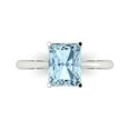 thumbnail image 1 of 2.5ct Radiant Cut Blue Natural Swiss Blue Topaz 18k White Gold Engraving Statement Bridal Wedding Solitaire Designer Ring Size 9.5, 1 of 5