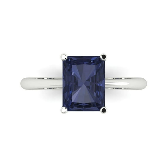 Clara Pucci 14K White Gold 2.5ct BlueSapphire Solitaire Ring for Women