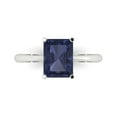 thumbnail image 1 of 2.5ct Radiant Cut Blue Sapphire 18k White Gold Engraving Statement Bridal Wedding Solitaire Designer Ring Size 9.5, 1 of 5