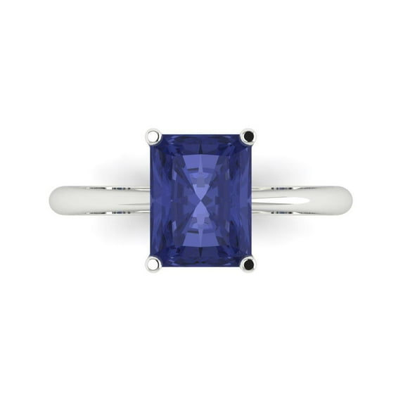 Clara Pucci 14K White Gold 2.5ct Tanzanite Solitaire Ring for Women