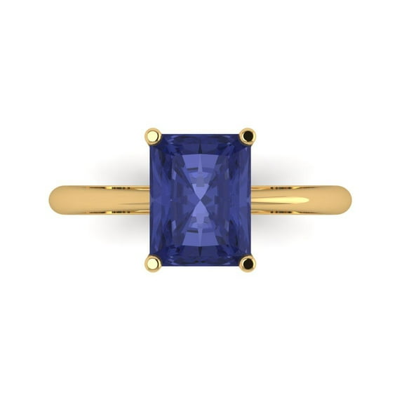 Clara Pucci 14K Yellow Gold 2.5ct Tanzanite Solitaire Ring for Women