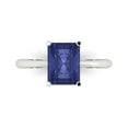 thumbnail image 1 of 2.5ct Radiant Cut Blue Tanzanite 18k White Gold Engraving Statement Bridal Wedding Solitaire Designer Ring Size 4, 1 of 5