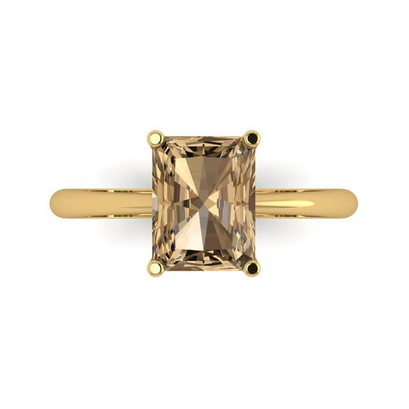 Clara Pucci 14K Yellow Gold 2.5ct Champagne Solitaire Ring for Women