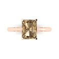 thumbnail image 1 of 2.5ct Radiant Cut Brown Champagne Crystal 18k Pink Rose Gold Engraving Statement Bridal Wedding Designer Ring Size 6, 1 of 5