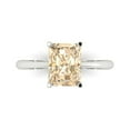 thumbnail image 1 of 2.5ct Radiant Cut Brown Natural Morganite 18k White Gold Engraving Statement Bridal Wedding Solitaire Designer Ring Size 4, 1 of 5
