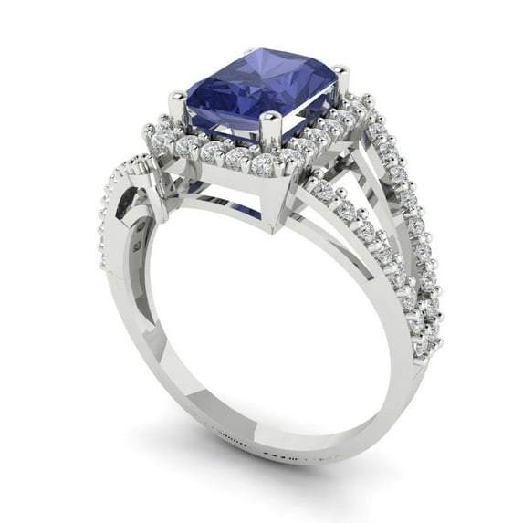 2.5ct Radiant Cut Clear Moissanite 14k White Gold Engraving Statement Bridal Wedding Solitaire Designer Ring Size 7.25