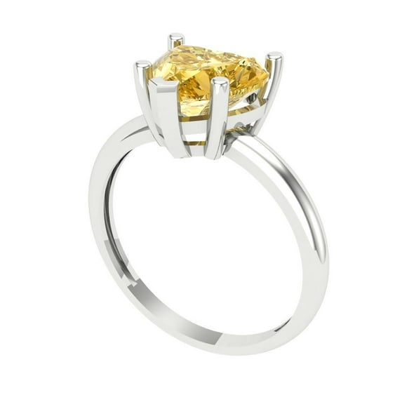 2.5ct Radiant Cut White Sapphire 14k Yellow Gold Engraving Statement Bridal Wedding Solitaire Designer Ring Size 5.25
