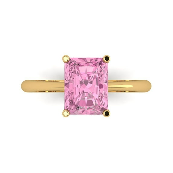 Clara Pucci 14K Yellow Gold 2.5ct Pink Solitaire Ring for Women
