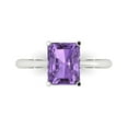 thumbnail image 1 of 2.5ct Radiant Cut Purple Alexandrite 18k White Gold Engraving Statement Bridal Wedding Solitaire Designer Ring Size 5.5, 1 of 5