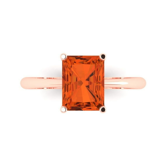 Clara Pucci 14K Rose Gold 2.5ct Red Solitaire Ring for Women