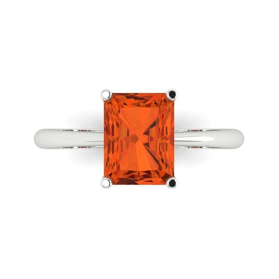 Clara Pucci 14K White Gold 2.5ct Red Solitaire Ring for Women