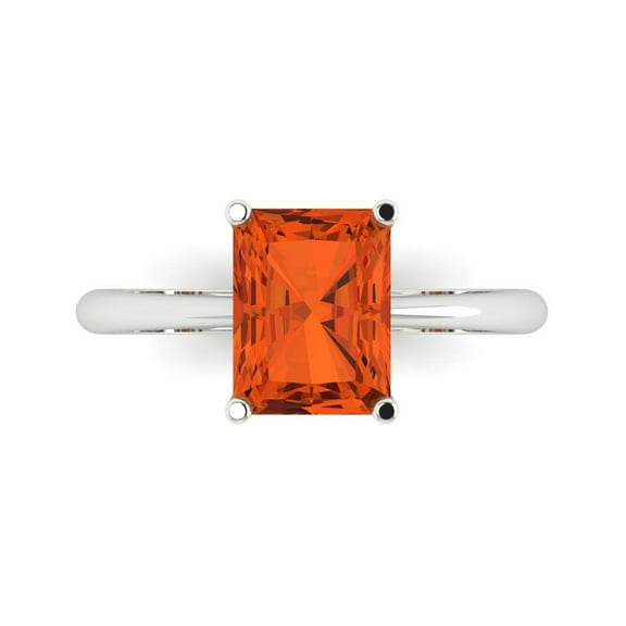 2.5ct Radiant Cut Red Crystal 14k White Gold Engraving Statement Bridal Wedding Solitaire Designer Ring Size 7.5