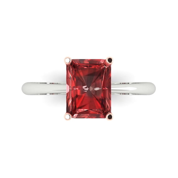 Clara Pucci 14K White Gold 2.5ct Garnet Solitaire Ring for Women