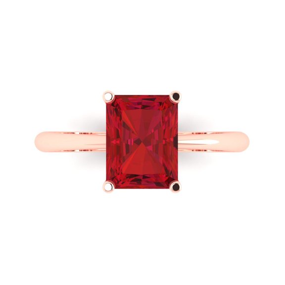 Clara Pucci 14K Rose Gold 2.5ct Ruby Solitaire Ring for Women