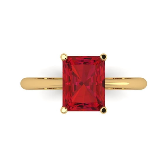 Clara Pucci 14K Yellow Gold 2.5ct Ruby Solitaire Ring for Women