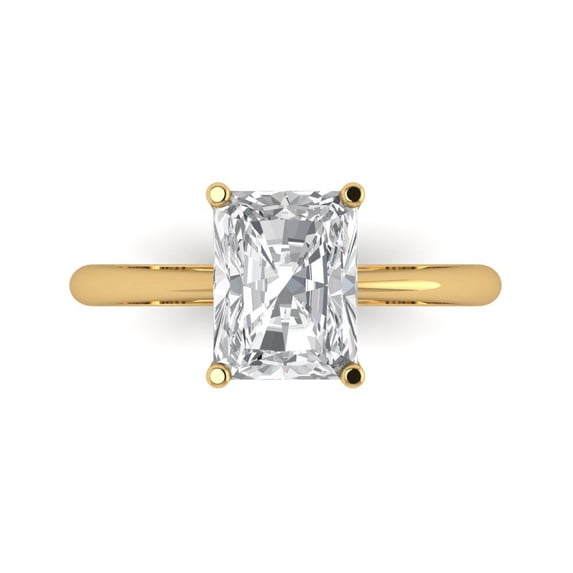 Clara Pucci 14K Yellow Gold 2.5ct WhiteSapphire Solitaire Ring for Women