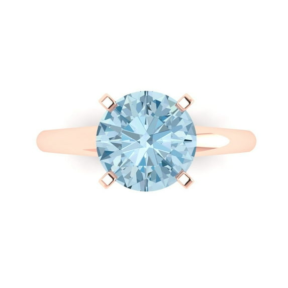 2.5 ct Round Cut Simulated Blue Diamond Solitaire Engagement Ring for Women in 18K Rose Gold
