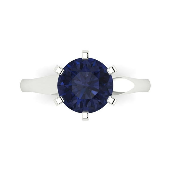 Clara Pucci 14K White Gold 2.5ct BlueSapphire Solitaire Ring for Women