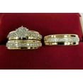 thumbnail image 1 of 2.5ct Round Cut Diamond His & Her Engagement Trio Ring Set in 14k Yellow Gold Plated Silver -5, 1 of 2