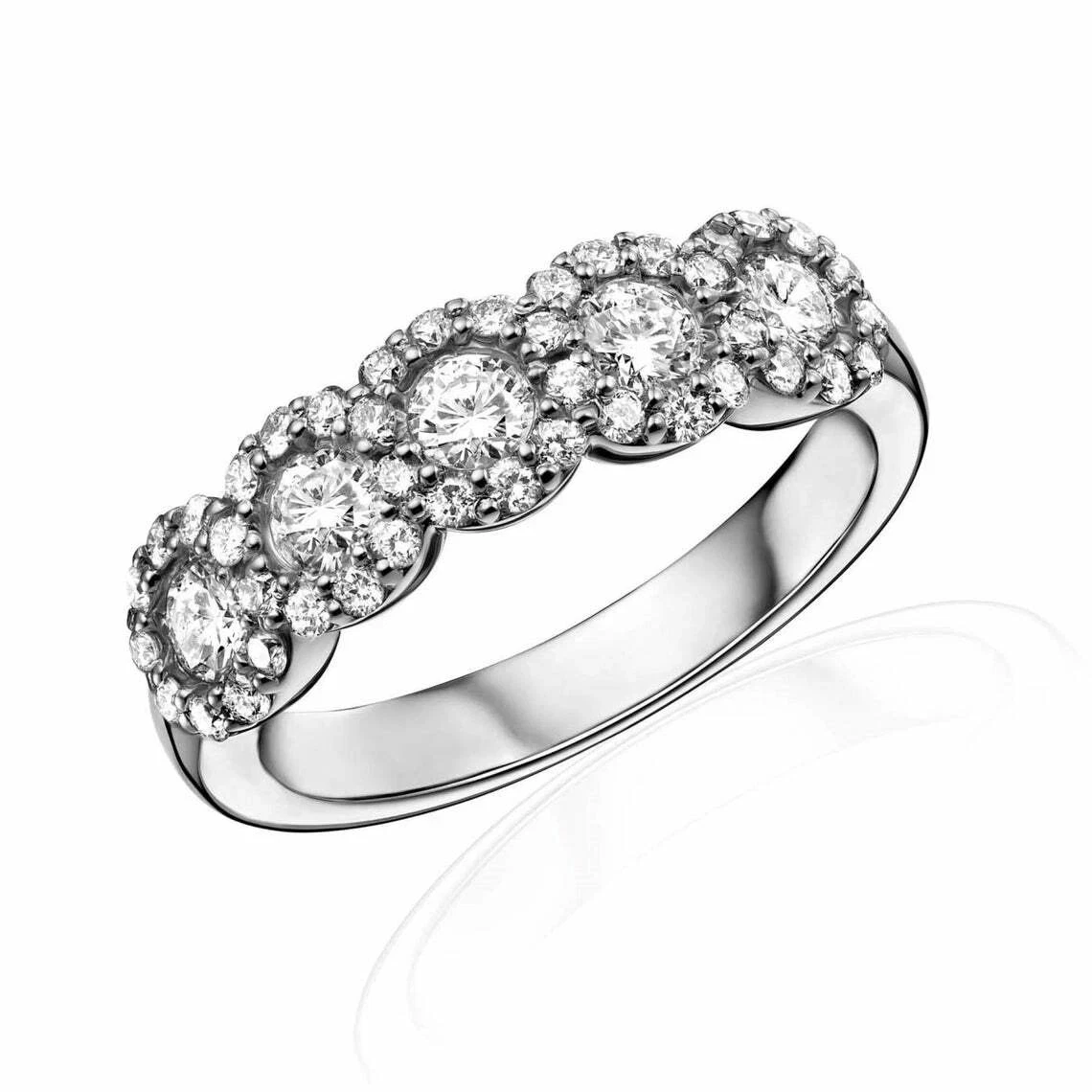 2.5ct Round Cut Moissanite Half Eternity Wedding Ring Band 14ct White ...