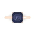 thumbnail image 1 of 2.5 ctw Solitaire Anniversary Ring for Women | Asscher Cut Simulated Blue Sapphire | Hyperallergenic Solid 14K Rose Gold, 1 of 5