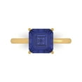 thumbnail image 1 of 2.5 ctw Solitaire Anniversary Ring for Women | Asscher Cut Simulated Tanzanite | Hyperallergenic Solid 14K Yellow Gold, 1 of 5