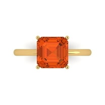 2.5 ct Asscher Cut Simulated Red Diamond Solitaire 18K Yellow Gold Womens Engagement Ring