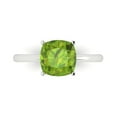 thumbnail image 1 of 2.5 ctw Solitaire Anniversary Ring for Women | Cushion Cut Natural Peridot | Hyperallergenic Solid 18K White Gold, 1 of 5