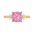 thumbnail image 1 of 2.5 ctw Solitaire Anniversary Ring for Women | Cushion Cut Simulated Pink Diamond | Hyperallergenic Solid 18K Yellow Gold, 1 of 5