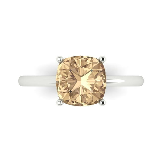 2.5 ctw Solitaire Anniversary Ring for Women | Cushion Cut Yellow Moissanite | Hyperallergenic Solid 18K White Gold