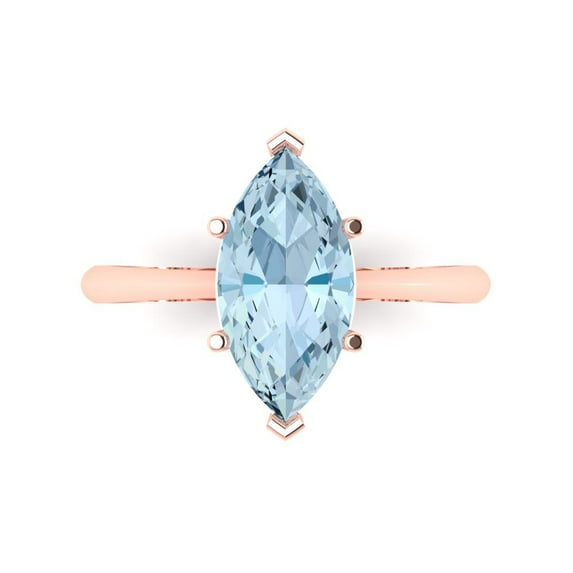 2.5 ctw Solitaire Anniversary Ring for Women | Marquise Cut Natural Sky Blue Topaz | Hyperallergenic Solid 18K Rose Gold