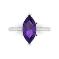 thumbnail image 1 of 2.5 ctw Solitaire Anniversary Ring for Women | Marquise Cut Natural Amethyst | Hyperallergenic Solid 14K White Gold, 1 of 5