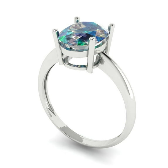 2.5ct oval cut blue moissanite 18k white gold Bridal Wedding Engagement Promise Anniversary Ring for Women size 6.75