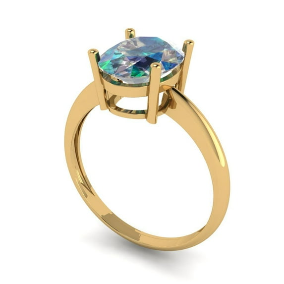 2.5ct oval cut blue moissanite 18k yellow gold Bridal Wedding Engagement Promise Anniversary Ring for Women size 3.5