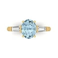 thumbnail image 1 of Clara Pucci 14K Yellow Gold Solid Gold Aquamarine Three-Stone Anniversary Ring for Women - 2.5 cttw Oval Cut, 1 of 7