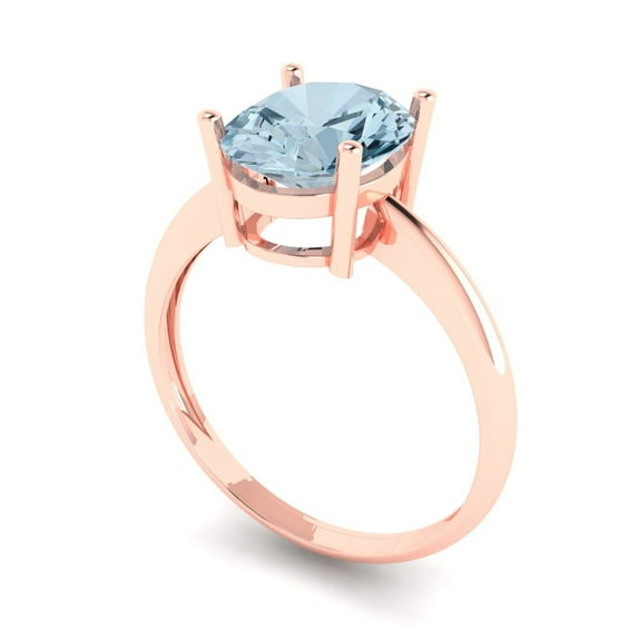 2.5ct oval cut blue Zircon 18k rose gold Bridal Wedding Engagement Promise Anniversary Ring for Women size 10