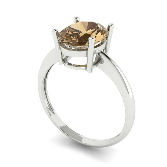 2.5ct oval cut champagne Zircon 18k white gold Bridal Wedding Engagement Promise Anniversary Ring for Women size 3.5